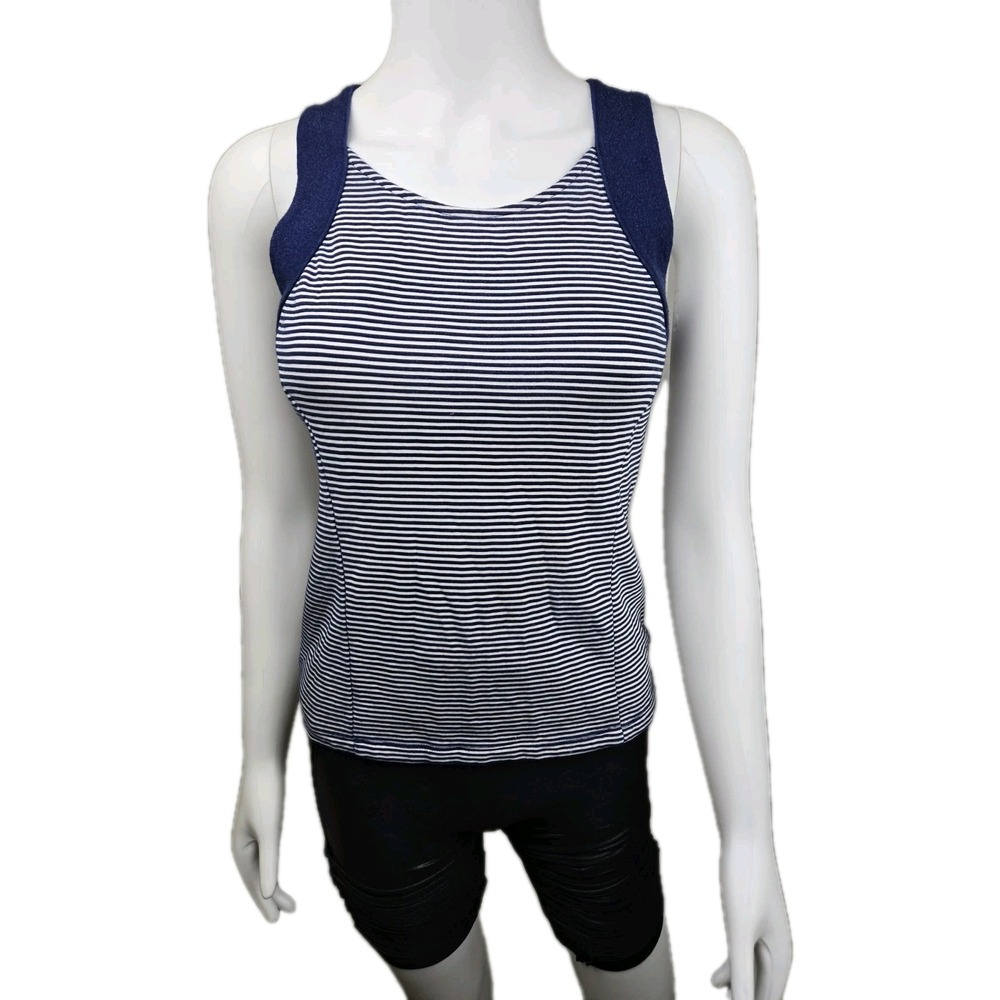 Banana Republic Tank Top Navy White Nautical Sleeveless Full Zip Back Beach 0P